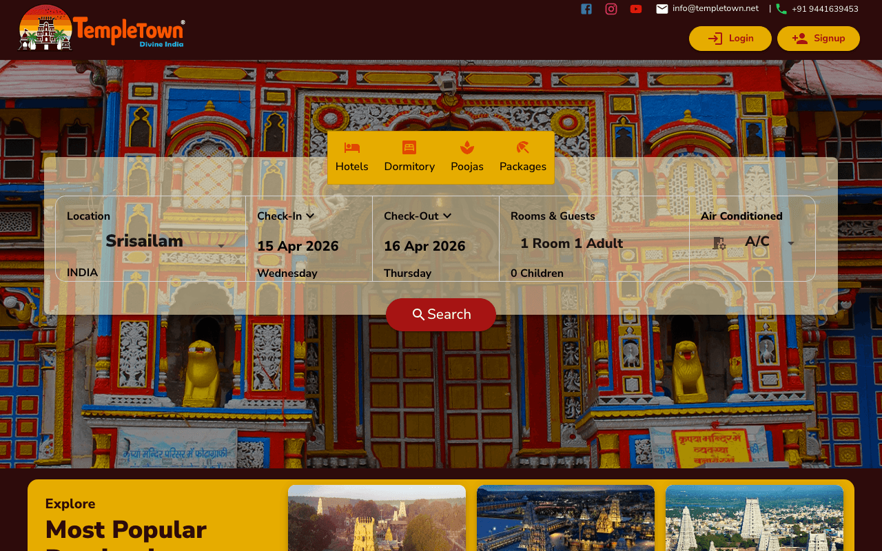 Temple Town — Booking Platform